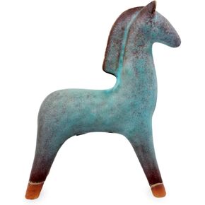 Novica Blue Blue Earthtone Sculpture ، Lanna Horse '