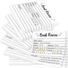 L1 -rabe Book Review Mini Locty Notes - 6pcs وسادات الملاحظة ذات النسيان الذاتية لقراءة المجلات لمحبي الكتب والقراء ، 300 ورقة من المفاهيم الصغيرة الكتب الكتب ، والعودة إلى مراجعة المدرسة.