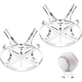 2 Pack Clear Acrylic Baseball Stand Holder Display Rack for Softball, Golf, Tennis, Home Decor (2 x 1.5 in)