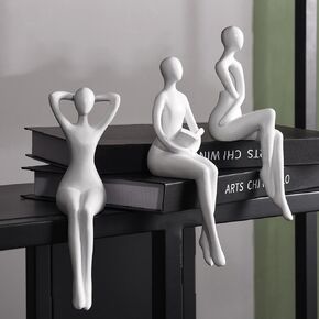 Quoowiit Decor Gold Decor Thinker تمثال ديكور كتاب ديكور الرف ، تمثال مجردة زخرفة المكتب ديكور ديكور ديكور المنزل الحديثة لغرفة المعيش