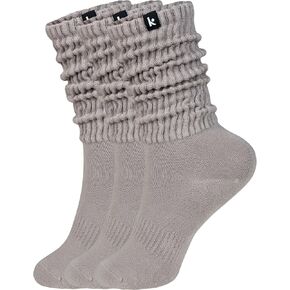 Kamo Fitness Cozy 3-Pair Pack - Scrunch Long Crew Socks for Women, Soft & Breathable Boot and Slouch Socks, Size 5-9