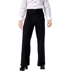 Gosbeliy Men's Retro 70s Disco Fever Black Pants Prouts Brouns Bell Bells