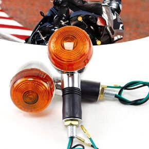 Senbeder Racing Motorcycle Amber Replacement Turn Signal Indicator Lights for Honda Harley Kawasaki Suzuki Bullet Cruiser Bobber Chopper Command Light Accessories (Amber-2pcs), XLW-0122