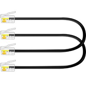 2 حزمة RJ9 كابل 2ft 4P4C سلك الهاتف كابل الهاتف RJ9 / RJ10 / RJ22 4P4C ذكر إلى ذكر مستقيم لكل من البيانات والصوت أسود - 2 قدم