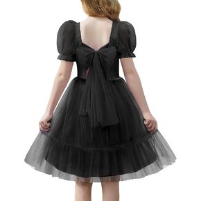Arshiner Girls Dresses Tulle Bow Tie Back Puff Sleeve Party Holiday Spring Summer Dress for 6-16