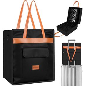 SelfTek Shoe Bag for Travel with Handle, Waterproof Large-Capacity Family Travel Shoe Bag Organizer, Shoe Travel Bags for Packing, Suitable for Luggage Handle (Black)