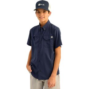 HUK Kids Tide Point Short Sleeve Shirt, Fishing Button Down for Kids