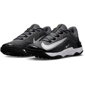 Nike Men's Alpha Huarache Elite 4 Baseball Turf Shoes, Black/Gray, 10 M US
