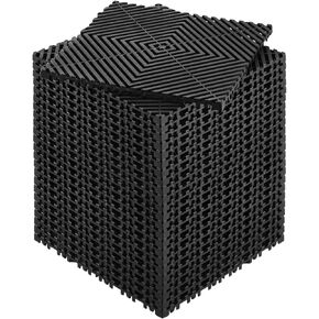 VEVOR Interlocking Drainage Mat, 12" x 12" Modular Interlocking Cushion, 24 Pcs Splicing Drainage Mats, Non-Slip Black PP Drainage Floor Tile and Shower Mat, for Garage, Garden, Kitchen & Outdoor