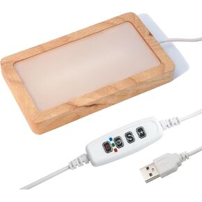 Rectangle Crystal Light Base with Timer & Adjustable Brightness - Oak Wood Display Stand for Glass Art, Crystal 3D Artworks (5.9"x3.3")