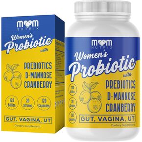 Probiotic for Women - Vaginal, Gut, UT, pH Balance, Feminine & Digestive Health - Prebiotics with Probiotics, Cranberry, D-mannose - Bifidobacterium and Lactobacillus - 120 Capsules