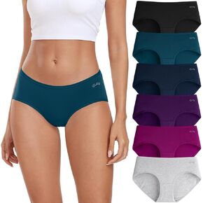 coskefy Womens Underwear Cotton Hipster Panties Low Rise Breathable Ladies Bikini Undies 6 Packs