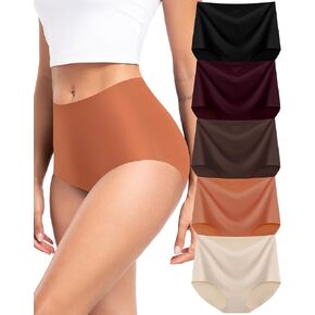Womens Underwear Seamless High Waisted Full Coverage Panties No Show Underwear For Women Soft & Plus Size 5- Pack