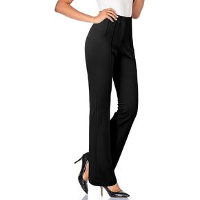 Arach&Cloz 2025 Women's Lightweight Business Casual Work Pants Stretch Wrinkle Free Bootcut Pleated Flared Leg Dress Pants in Kuwait