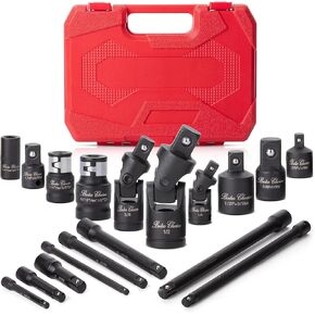 Bates- Impact Socket Extension Set, 18 pcs, Universal Joints & Impact Couplers, Socket Adapter Set, Chrome Vanadium Steel