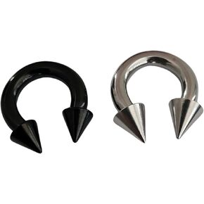 Silver and Black 2g-14g Big Gauges Cone Spike Horeshoe Septum Pincher Ring Stretching Ear Plugs Tapers nose Gauges 2g 4g 6g 8g 10g 12g 14g gauge