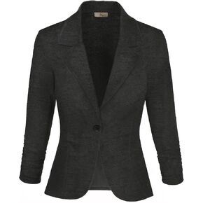 Hybrid & Company Women's Lightweight Casual Work Office Stretch Ponte Cardigan Blazer Jacket Made in USA