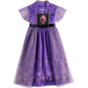 Disney Girls' Frozen Fantasy Nightgown Princess Elsa Dress Pajama, Purple - Anna Frozen 2, Size 3T