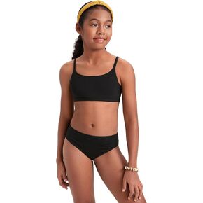 CRZ YOGA Girls Swimsuit 2 Piece Bikini Set - Scoop Neck Adjustable Straps Padded Tops and Bottoms Beach Sports Bathing Suit