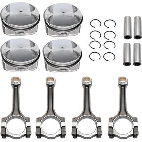 12654958 12578324 4PCS Pistons Rings & Connecting Rod Kit Compatible with Buick Chevy GMC Saturn 2.4L Replace OE 12578326 89018112 12593744 12598216