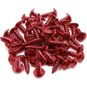 uxcell 50pcs 5mm Red Motorcycle Car Metal Round Cross Head Self Tapping Bolts Bumper Screws Universal Replacement