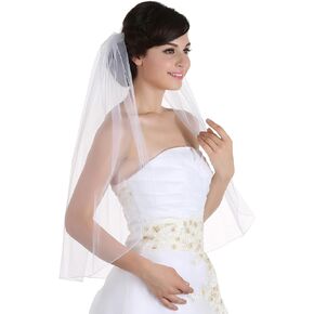 SAMKY 1T 1 Tier Pencil Edge Bridal Wedding Veil All Lengths 30/45/60/72/90/108