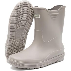 Hsttgsr Rain Boots for Men Waterproof Fashionable Rubber Boots Non-slip Outdoor Garden Boots Mid Calf Muck Work Shoes Comfort Lightweight Rainboots for Fishing Climbing