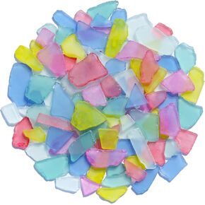 زجاج البحر للحرف اليدوية - 14 أوقية ألوان مختلطة Seaglass القطع - حشو المزهرية وزخرفة الحوض ، وإمدادات DIY الحرفية للفن ، وحفلات الزفاف الشاطئية ، والديكور المنزلي ، وحجر اللون المصبوغ مسطح