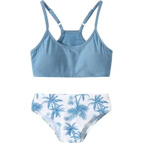 Girl Swimsuit Bikini Set Two Piece Bathing Suits Tropical Floral Beach Swimwear 5-14Y