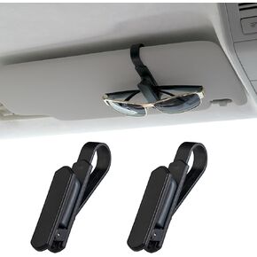 Yuoyar 2 Packs One Handed Operation Sunglass Holder - Sunglass Clip for Car Visor with Silicone Padded - Car Accessories for Holding Glasses (Black)