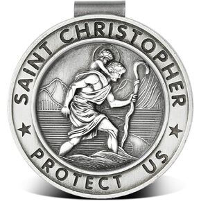 St Christopher Medal for Car Visor Clip New Car Accessories, Made of Metal, AKI-102-B (1, St Christopher Style B)