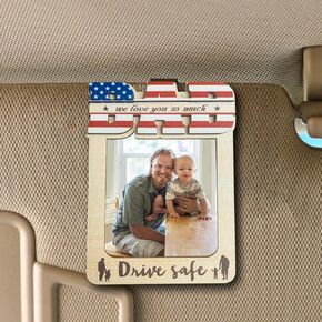 Drive Safe Daddy Visor Clip, Drive Safe We Love You Car Visor Picture Frame, Father's Day Car Picture Holder for Dad from Kids, Drive Safe Daddy We Love You Car Visor Clip, Father's Day Visor Clip