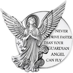 Guardian Angel Visor Clip for Car,Never Drive Faster Than Your Angel Can Fly 2.95 Inch, Drive Safe Inspirational Gifts for Women Men