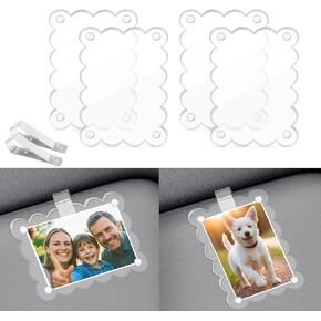 2-Pack Magnetic Car Visor Picture Frames–2.5x3.6 Inch Photo Holders, Personalized Car Accessories with Clips for Easy Display
