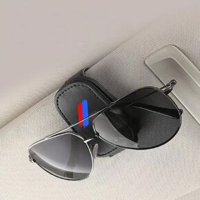 2 PCS Car Sunglass Holder متوافق مع BMW 1 2 3 4 5 6 7 Series X1 X2 X3 X4 X6 X7 الملحقات ، حامل نظارة شمسية مغناطيسية ، مقطع طائرة شمسية لقوائم السيارة (أسود ، L)