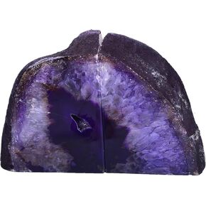 Amoystone Teal Agate Geode Bookends ، حامل الكتب الكريستالية الطبيعية الفريدة 2-3 رطل مع مصدات مطاطية ، sujetalibros للكتب الصغيرة وكتب الطبخ المطبخ ، الأنيقة والوظيفية