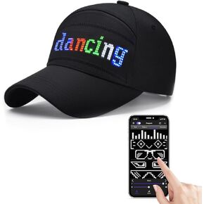 GOTUS LED Hats, LED Display Screen Smart Caps,Bluetooth APP Control,Custom Text, Patterns, Animations for Party Christmas Halloween(1248) Multicolor