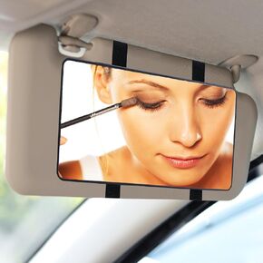 مرآة Car Sun Visor ، مرايا الماكياج التجميلي مع الأشرطة ، مرآة مستحضرات التجميل الداخلية للسيارة ، مرآة شمس عالمية للشاحنات ، السيارات ، سيارات الدفع الرباعي (أسود)