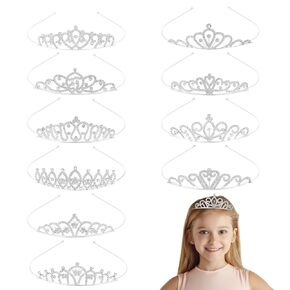 10 Pack Silver Crystal Crowns Tiara for Women, Elegant Princess Rhinestone Crown, Bridal Wedding Headbands Prom Birthday Party Halloween Hair Accessories Jewelry Gifts for Women Girls (4.7 In)