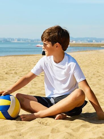 HODOSPORTS Boys UPF 50+ Rash Guard Swim Shirts Short Sleeve Quick Dry UV Protection Sun Shirt in Saudi Arabia