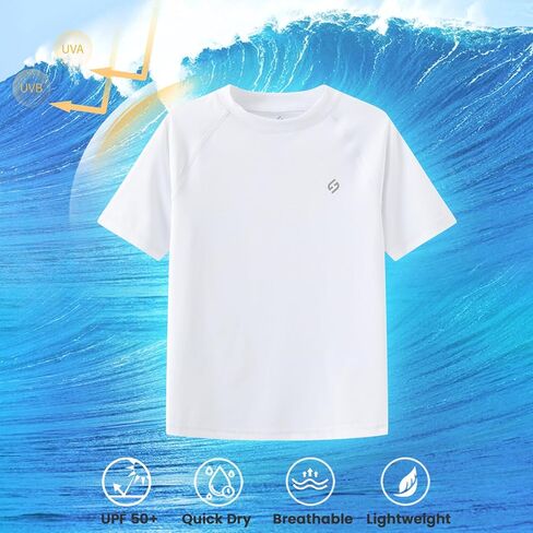 HODOSPORTS Boys UPF 50+ Rash Guard Swim Shirts Short Sleeve Quick Dry UV Protection Sun Shirt in Saudi Arabia