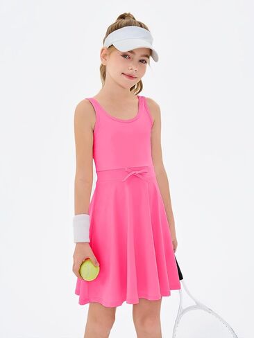 Haloumoning Girls Sleeveless Tennis Dress Kids Athletic Elastic Waist A-Line Workout Golf Dresses 4-14 Years in Saudi Arabia