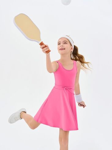 Haloumoning Girls Sleeveless Tennis Dress Kids Athletic Elastic Waist A-Line Workout Golf Dresses 4-14 Years in Saudi Arabia