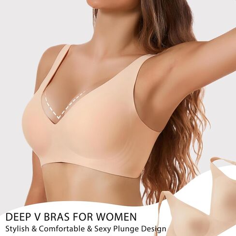 Gailife Deep V Bras for Women No Underwire Wireless Push Up Bra Seamless Plunge Bralette Comfort Supportive Bra Full Coverage in Saudi Arabia
