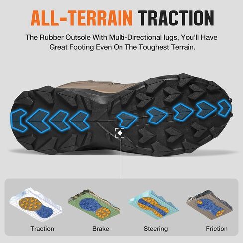 NINGO Men's Hiking Boots Waterproof Hiking Shoes Trail Shoes Lightweight Trekking Boots Comfortable Breathable Outdoor Boot Mid Ankle Boot for Camping, Backpacking, Mountain Trails in Saudi Arabia