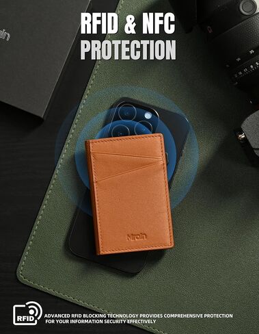 Men's Slim Premium Leather Wallet Pop Up Card Holder RFID Blocking Metal Wallet with Push Button Minimalist Design for Credit Card Holder Magnetic Closure (Black) in Saudi Arabia