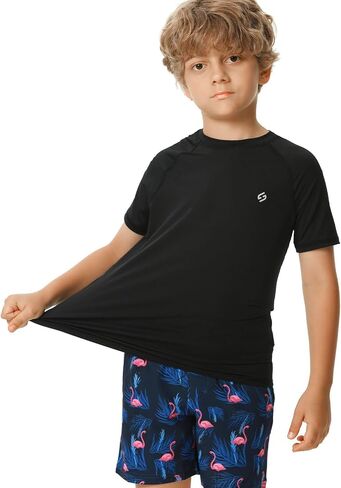HODOSPORTS Boys UPF 50+ Rash Guard Swim Shirts Short Sleeve Quick Dry UV Protection Sun Shirt in Saudi Arabia