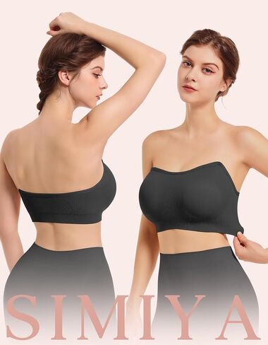 SIMIYA Strapless Bras for Women Non-Slip Strapless Removable Pads Clear Wireless Bandeau Tube Top Bra in Saudi Arabia