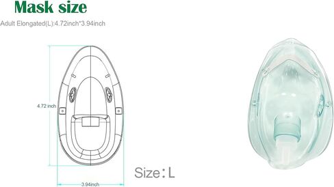 3 Pack Oxygen Mask for Face Adult with 6.6' Tube & Adjustable Elastic Strap - Size L in Kuwait