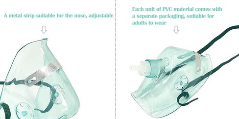3 Pack Oxygen Mask for Face Adult with 6.6' Tube & Adjustable Elastic Strap - Size L in Kuwait